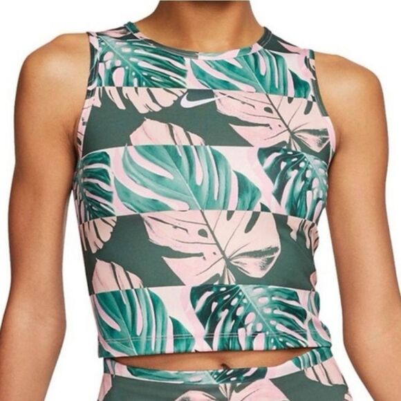 Nike Dri Fit Palm Tree Crop Top Womens Size Medium - Picture 1 of 8